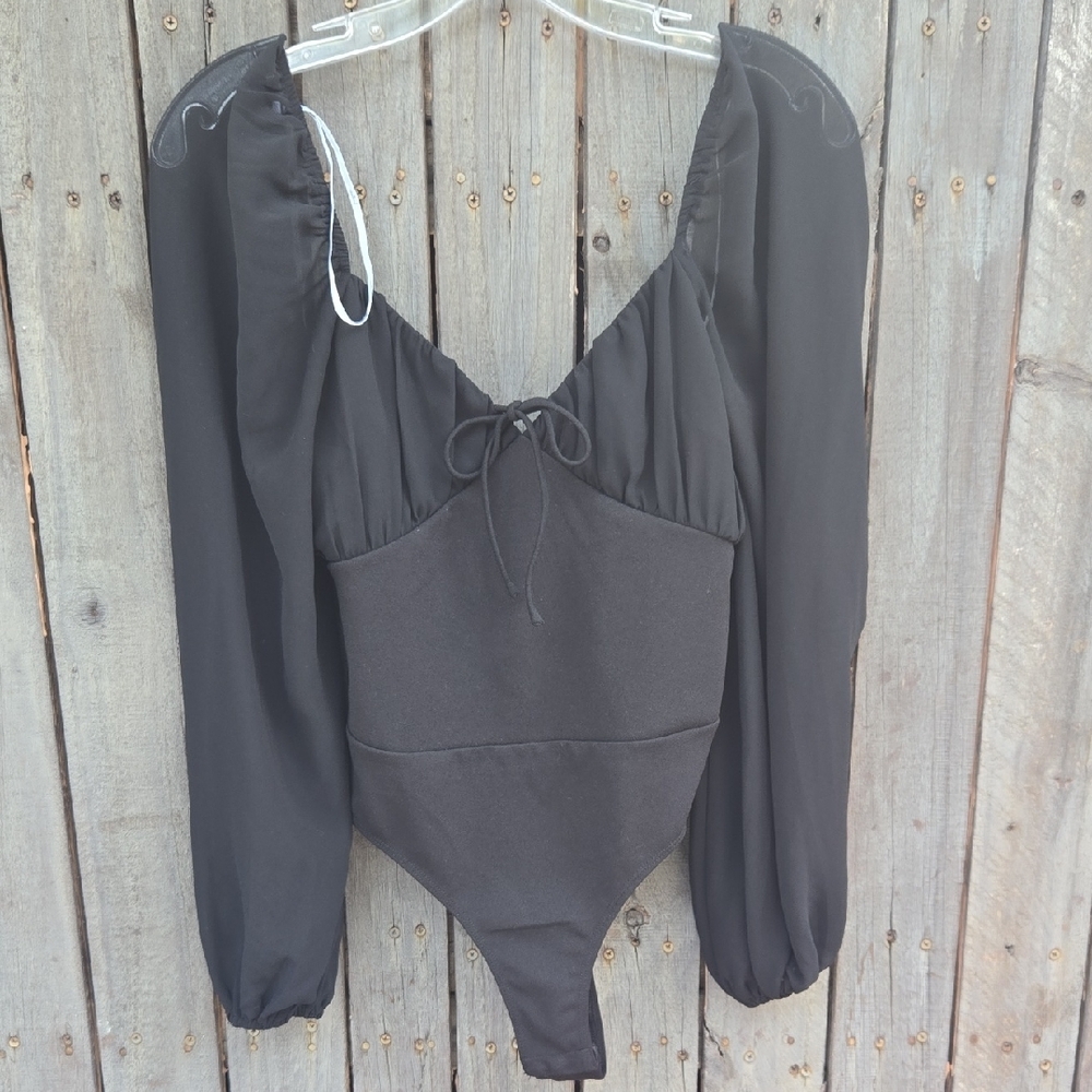 Lulu's Black Long Sleeve Bodysuit